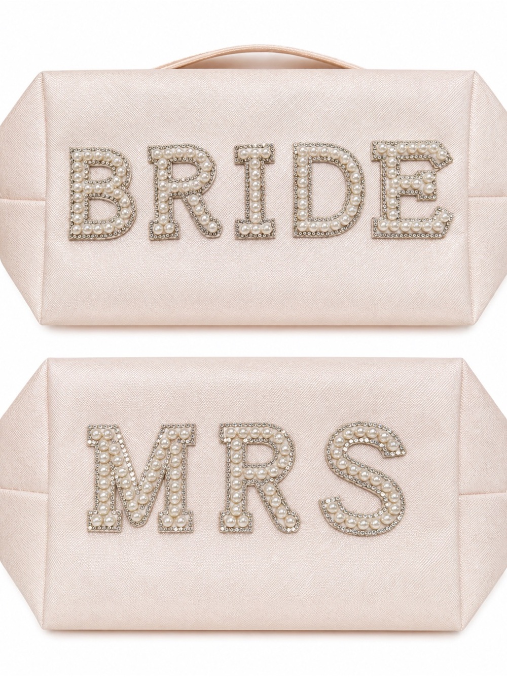BRIDE and MRS pearl embellished pouches